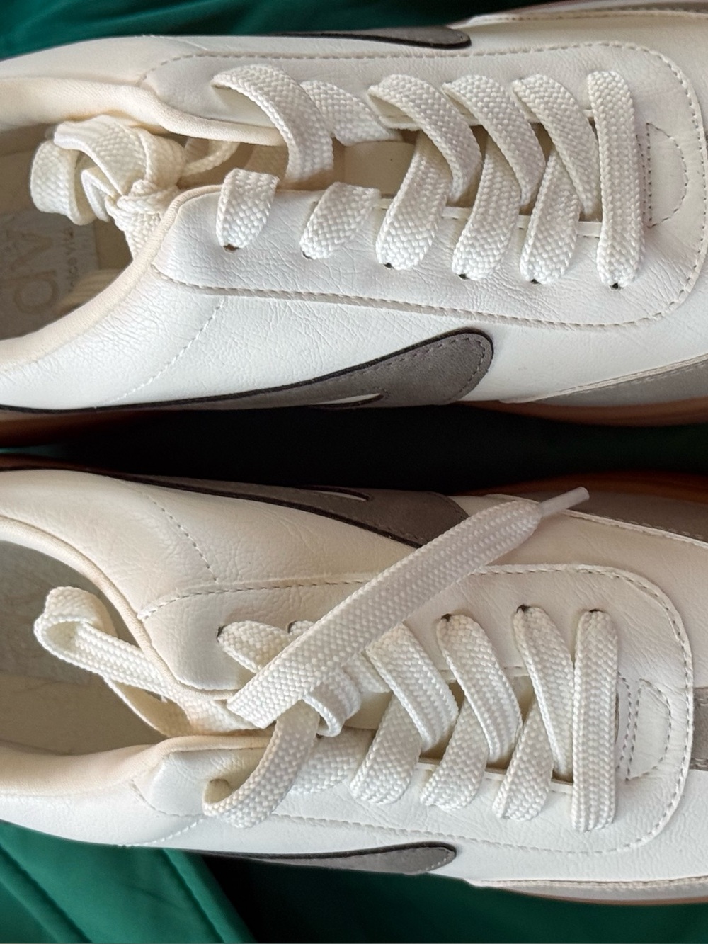 Dolce Vita White Leather Sneakers with Brown Accent